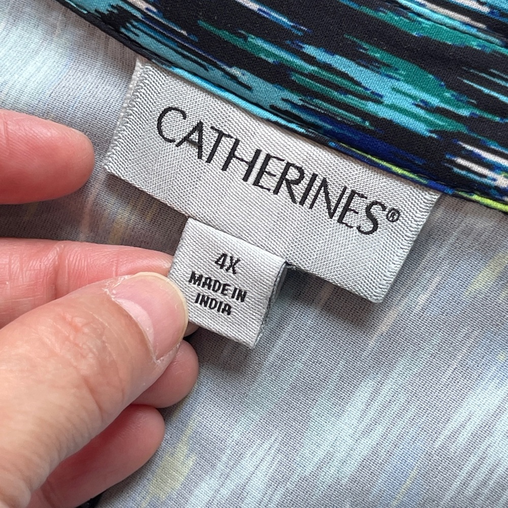 Catherines Button Up Top Size 4x Artsy 3/4 Sleeve… - image 8